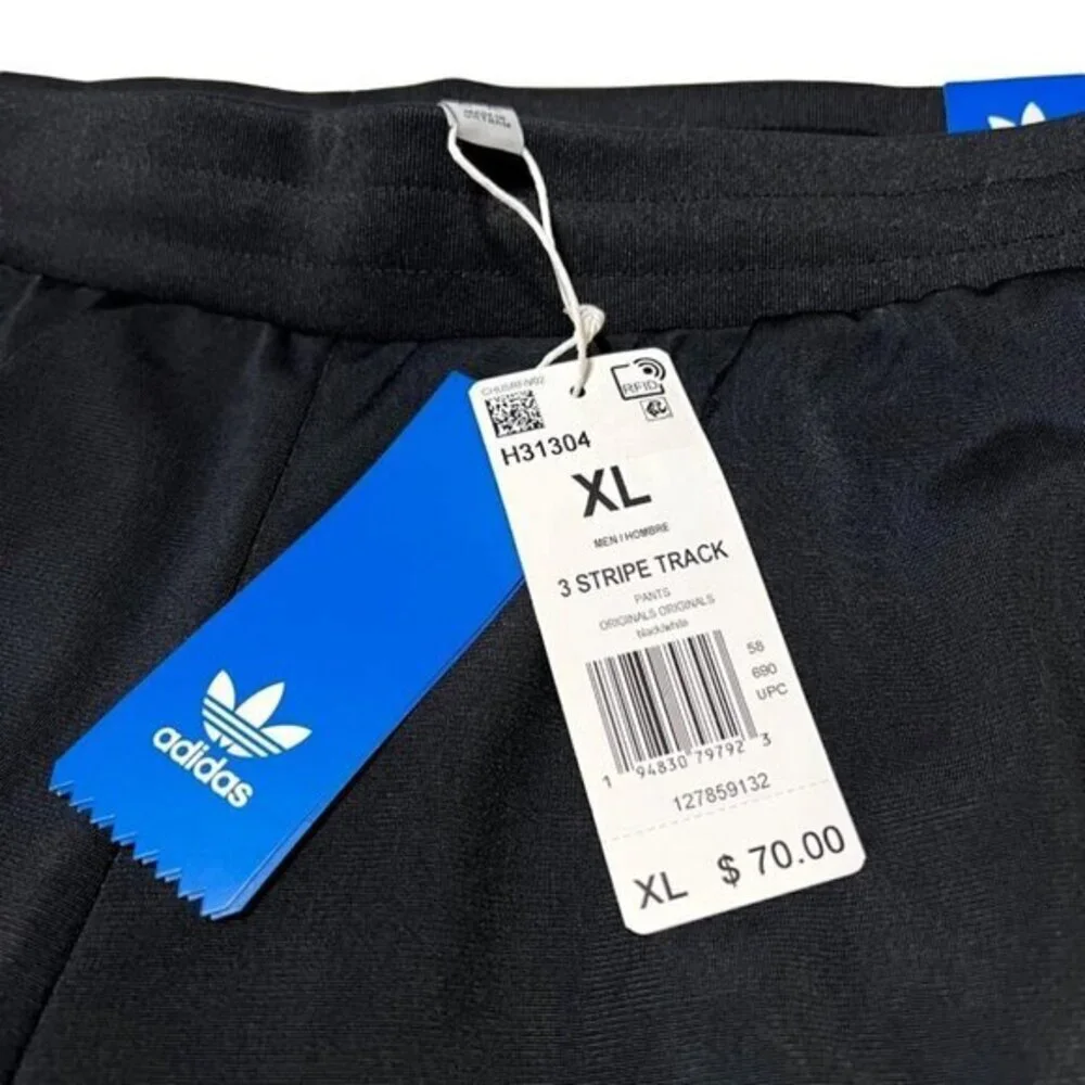 ADIDAS Men's‎ Pants Originals 3 Stripe Track Black/White H31304 Size XL Slim Fit